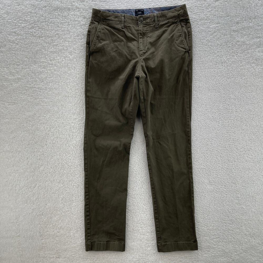 J.Crew Chino Pants Mens 31x32 Olive Green 770 Straight Fit Preppy Office Luxury